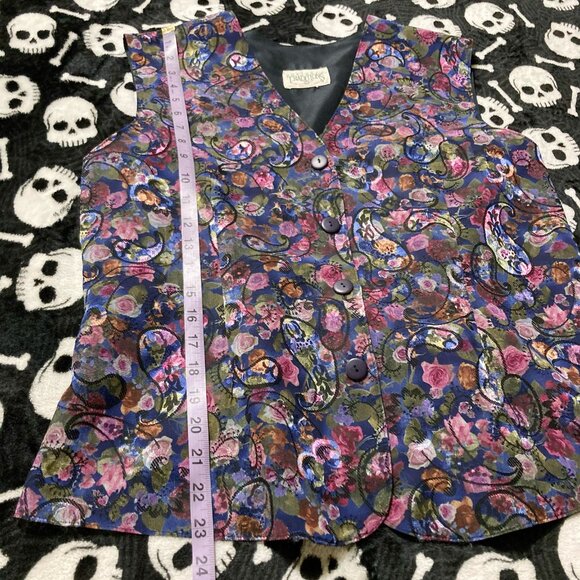 NORTHERN TRADITIONS Vintage floral print tapestry vest ~ LARGE fairycore top - Picture 5 of 10